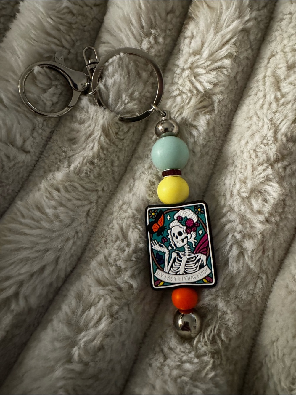 Beaded Skeleton Charm Keychain – Multicolor